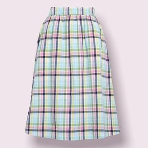 1901 Pull On Midi Skirt in Multi Rainbow Plaid